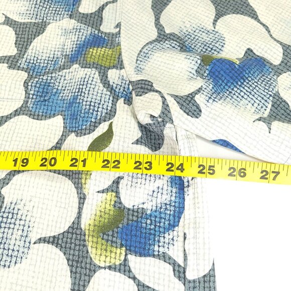 Tommy Bahama Shirt Mens Large Blue Floral Print Hawaiian Wood Button‎ 100% Silk - Picture 7 of 11